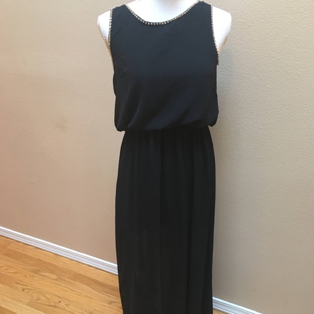 FOREVER 21 Rhinestone Studded Black Gown, Sz S